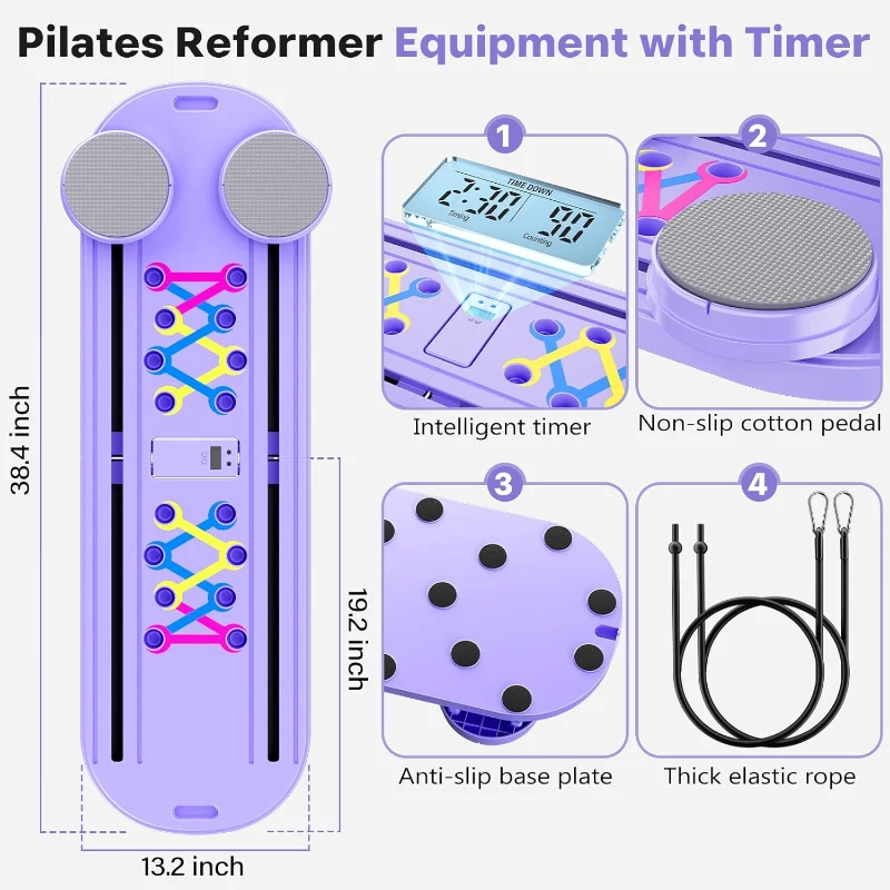 DR. Run 7-in-1 Foldable Pilates Reformer with Smart Timer and Carry Bag — Portable Multifunctional Pilates Board Set