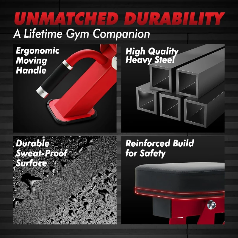 RITFIT Adjustable Weight Bench — Multi-Position Incline/Decline/Flat Home Gym Bench, 1300 lb Capacity