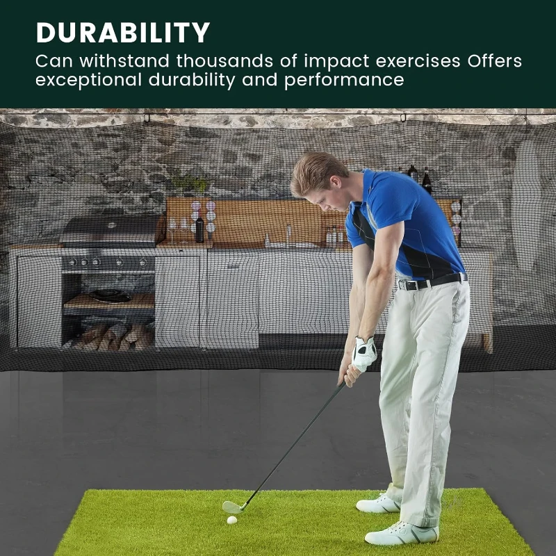 Sports Netting Practice Net with 33 ft Nylon Rope — Heavy-Duty Golf & Multi-Sport Hitting Net (Multiple Sizes)