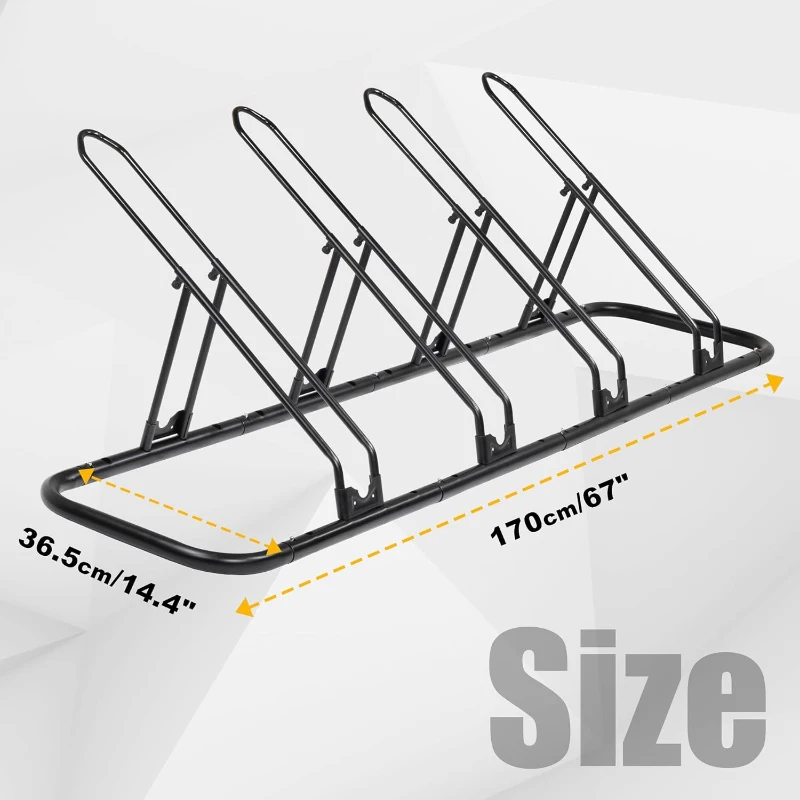 CyclingDeal Floor Bike Rack for Up to 6 Bicycles | Indoor/Home/Garage Parking Stand with Tire Grooves (up to 29""), Dual Holding Plates & Adjustable Spacing