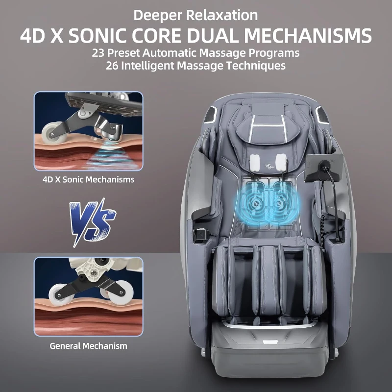 Alfine Theta A696 Massage Chair — 2026 Exclusive 4D+SyncWave Mechanism, Full-Body Zero-Gravity SL-Track Recliner, Yoga Stretch, AI Voice Control, 23 Programs, Auto Calf Extension, Space-Saving (Black)