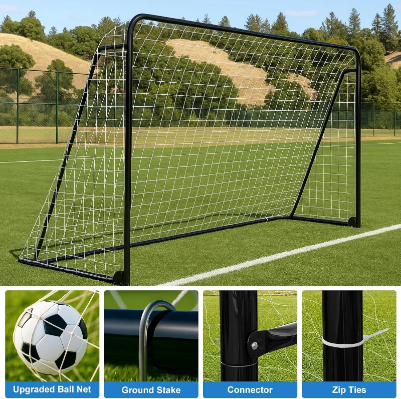 MOPHOTO Soccer Goal — 6x4/8x6/10x6.5/12x6/16x7/18.5x6.5/21x7/24x8 ft Backyard & Full-Size Training Goals for Teens & Adults