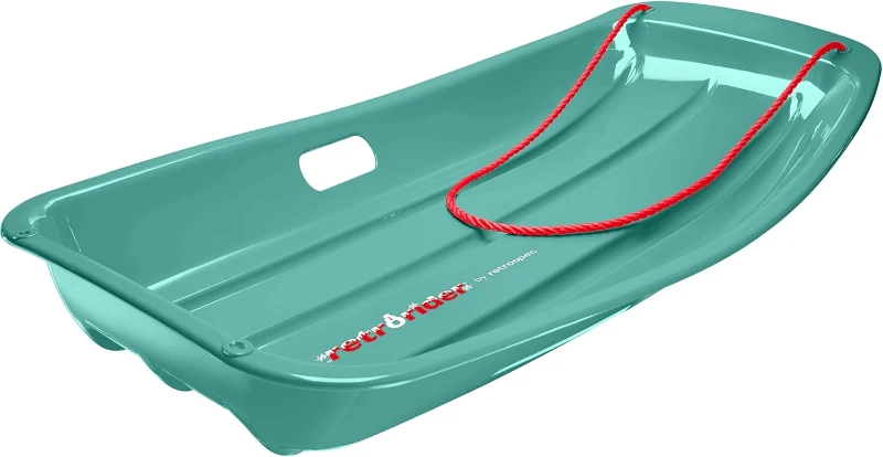 Retrospec Retrorider Family Toboggan Sled — Durable HDPE, Pre-Tied Tow Rope, Cold-Proof Coating and Stiff Base for Fast Runs — 35-inch & 48-inch