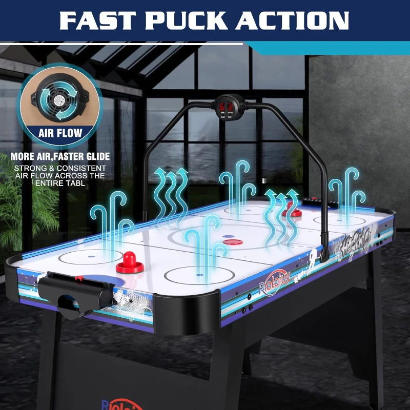 58"" Arcade-Style Air Hockey Table — Powerful 700mA Motor, Overhead LED Scoreboard, Includes 2 Pucks & 2 Pushers