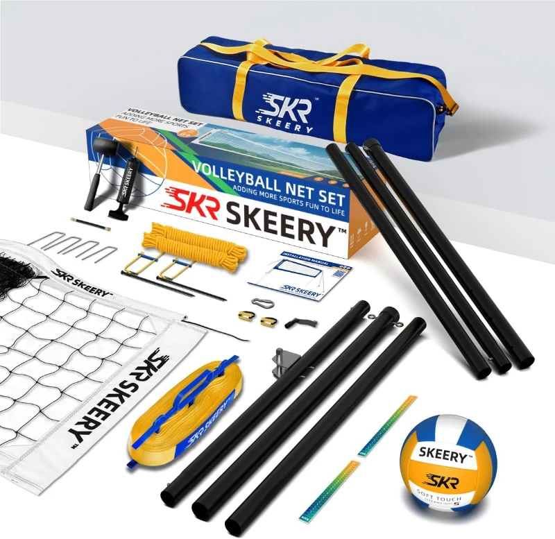 Portable Outdoor Volleyball Net Set — Heavy-Duty Anti-Sag Design with Adjustable Aluminum Poles, Winch System, Complete Accessory Pack for Backyard, Grass & Beach