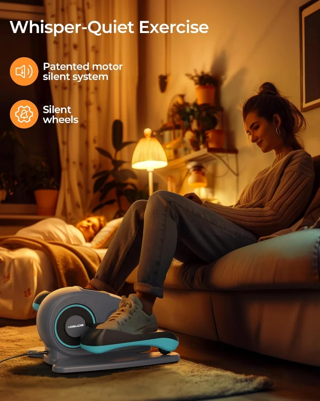 YOSUDA Electric Under-Desk Elliptical Trainer — Seated Pedal Exerciser for Seniors with Remote, Pre-Assembled, Free Non-Slip Foot Straps & 10 Speed Levels