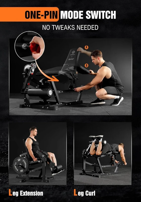 MIKOLO x GMWD Signature Leg Extension & Curl Machine — Adjustable Seated/Lying Trainer with 1:1 Cable System for Home Gym