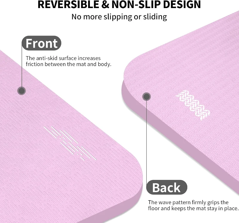 Hatha Extra-Long TPE Yoga Mat 79"" x 40"" x 1/2"" Thick — Non-Slip Exercise & Fitness Mat