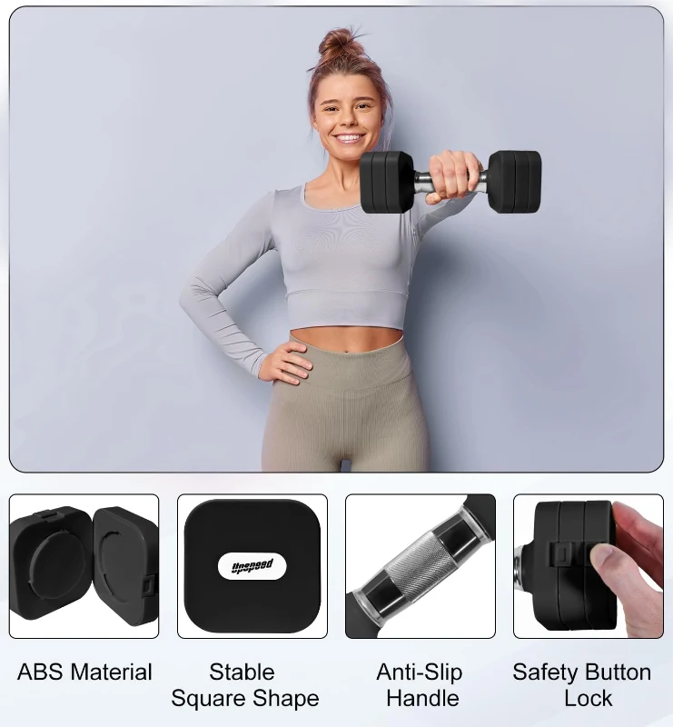 Adjustable Dumbbell Set — Selectable 15/20/40/50 LB Pair, Compact Free Weights for Home Workouts and Strength Training