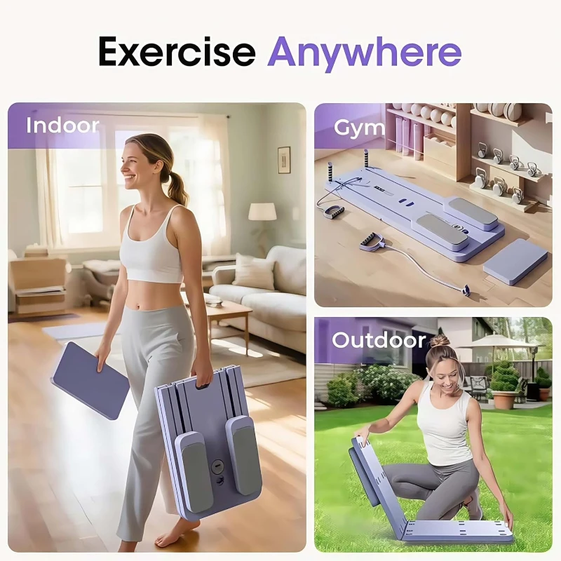 CroyVine Pilates Board - Multi-Purpose Portable Reformer Kit, Convertible Home Fitness System