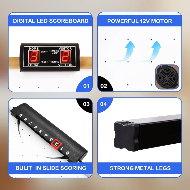 Foldable Air Hockey Table with 12V Motor and LED Electronic Scoreboard — Portable Indoor Game Set with 2 Pucks & 2 Pushers for Kids and Adults