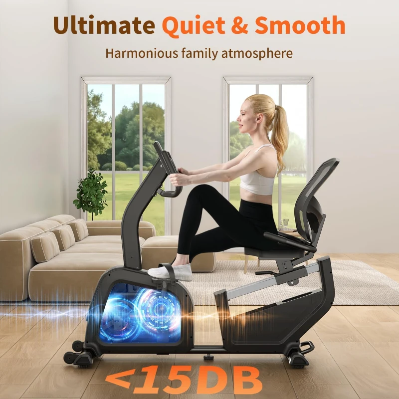 JEEKEE Recumbent Stationary Bike for Seniors — Home Exercise Bike, 300 lb Capacity, 16-Level Magnetic Resistance with Heart-Rate Handles