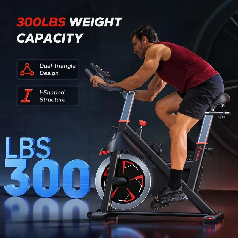 MERACH Magnetic Exercise Bike – Indoor Cycling with Proprietary App, 40 lb Flywheel & Up to 350 lb Capacity for Home Gym