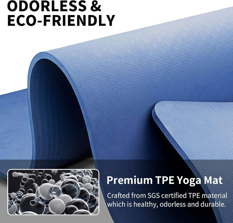 Hatha Extra-Long TPE Yoga Mat - 79 x 40 x 0.5 inches, Thick Reversible Non-Slip Exercise Mat for Tall Yogis, Pilates & Home Gym