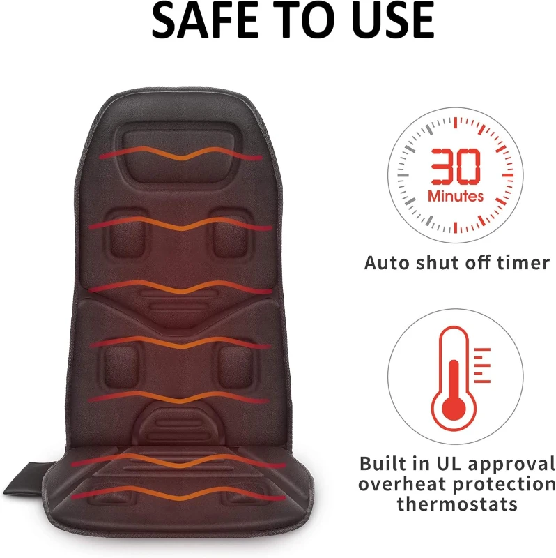 COMFIER Upgraded Vibration Back Massager for Chairs — Deep Tissue Seat & Lumbar Massager with Graphene Heating Pad, Chair Massage Cushion for Pain Relief — Gifts for Dad, Mom, Men & Women