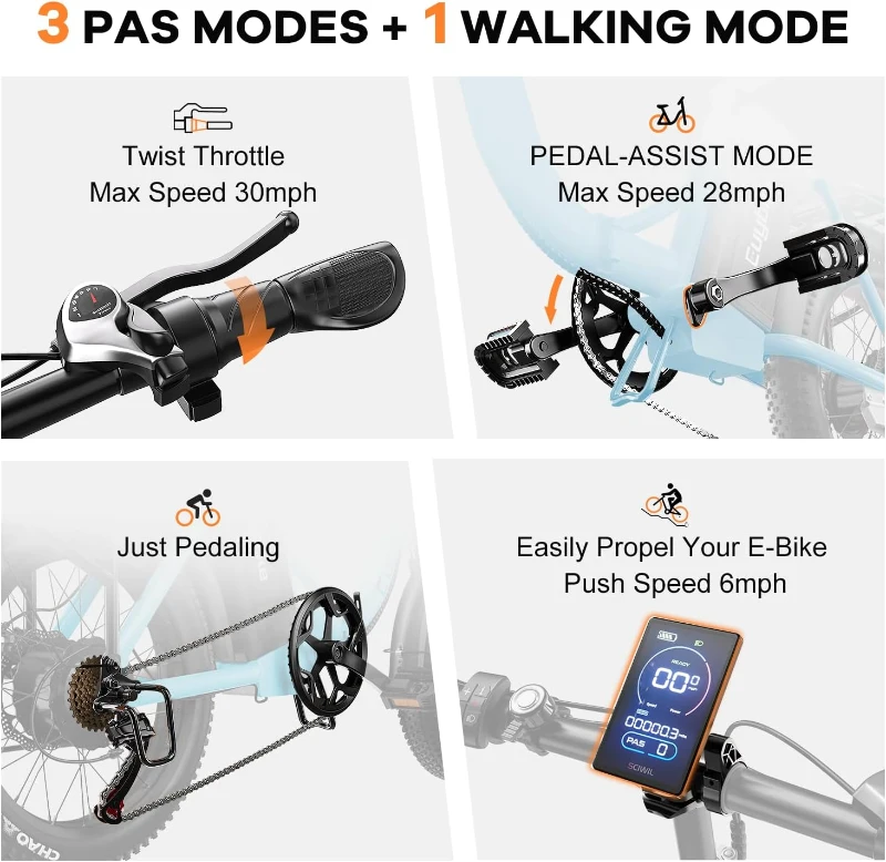 1000W Foldable Electric Bike – 48V 20Ah Removable Battery, 30+ MPH, Up to 80-Mile Range, 20"" Fat Tire Foldable E-Bike for Adults (Commute/Beach/Snow)