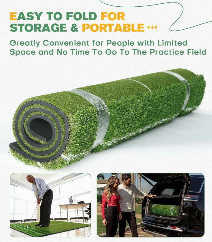 Dual-Turf 5x4 ft Golf Practice Mat — Upgraded Alignment Lines (2025) for Approach Angle & Balance, Indoor/Outdoor Hitting Surface