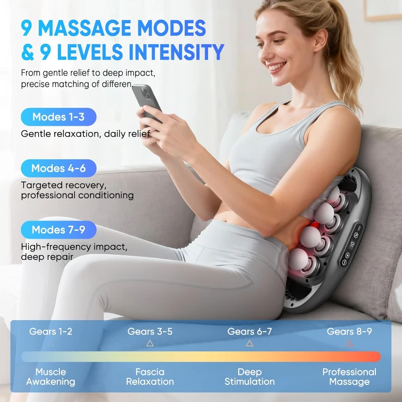 16-Head Deep Tissue Massage Gun Set — Percussion Massager with 9 Modes & 9 Intensity Levels, USB-C Fast Charging (Black, 16-Head)