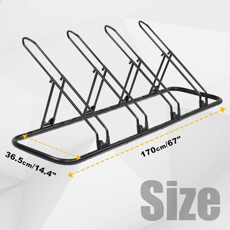 CyclingDeal Adjustable Floor Bike Rack for Up to 6 Bicycles — Indoor/ Garage Stand with Tire Grooves, Dual Plate Support & Custom Spacing