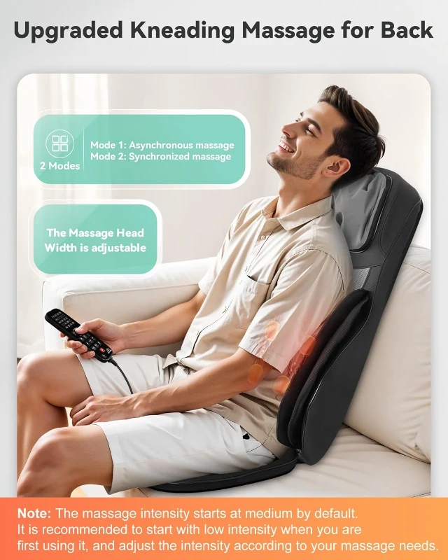 Snailax Shiatsu Neck & Back Massager with Heat - Adjustable-Height Neck Rollers, Vibration and Upgraded Kneading Compression Chair Pad for Home & Office