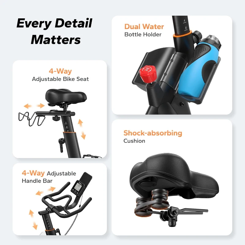 MERACH Self-Powered Magnetic Exercise Bike — 40 lb Flywheel, 350 lb Capacity, Auto-Adjust Resistance & App Connectivity