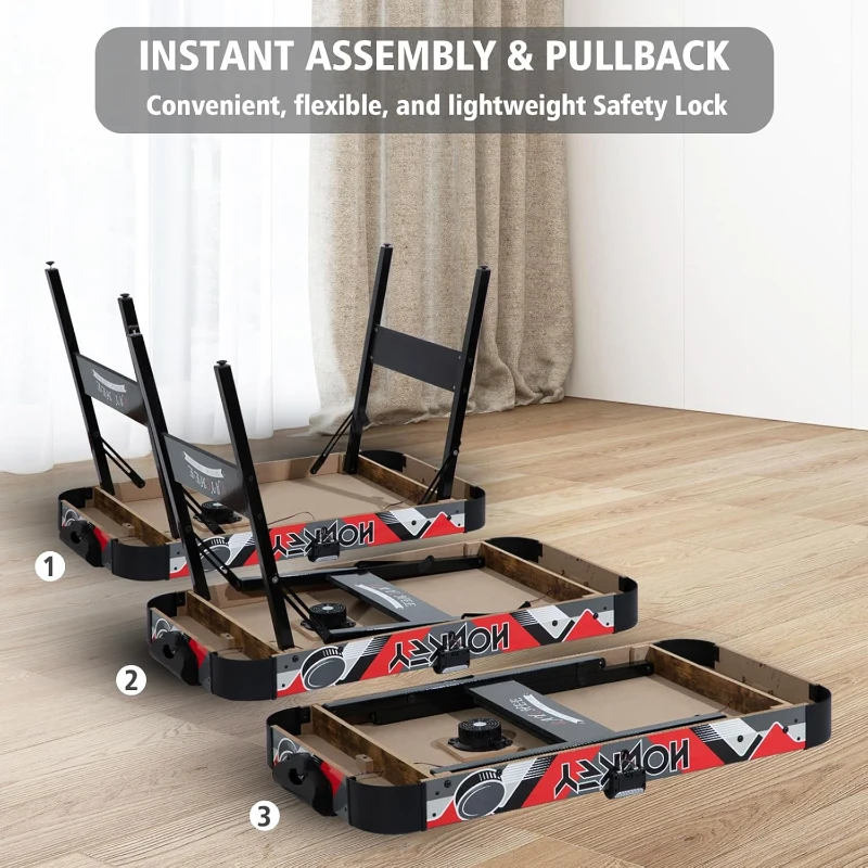 48"" Foldable Air Hockey Table — Indoor Arcade-Style Game with 2 Pucks, 2 Pushers and Electronic Scoreboard for Kids & Adults