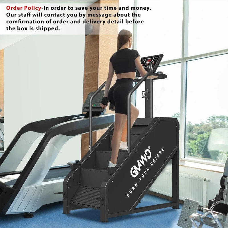 GMWD Commercial-Grade Stair Stepper Machine with 17.3"" LED Display, 15 Resistance Levels, 24-164 SPM