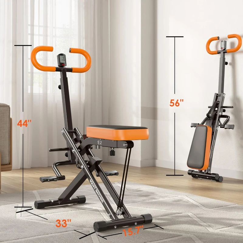 SogesHome Foldable Row & Squat Machine for Home — Full-Body Exercise with Adjustable Resistance Bands for Women, Targets Glutes & Abs, Supports 330 lbs