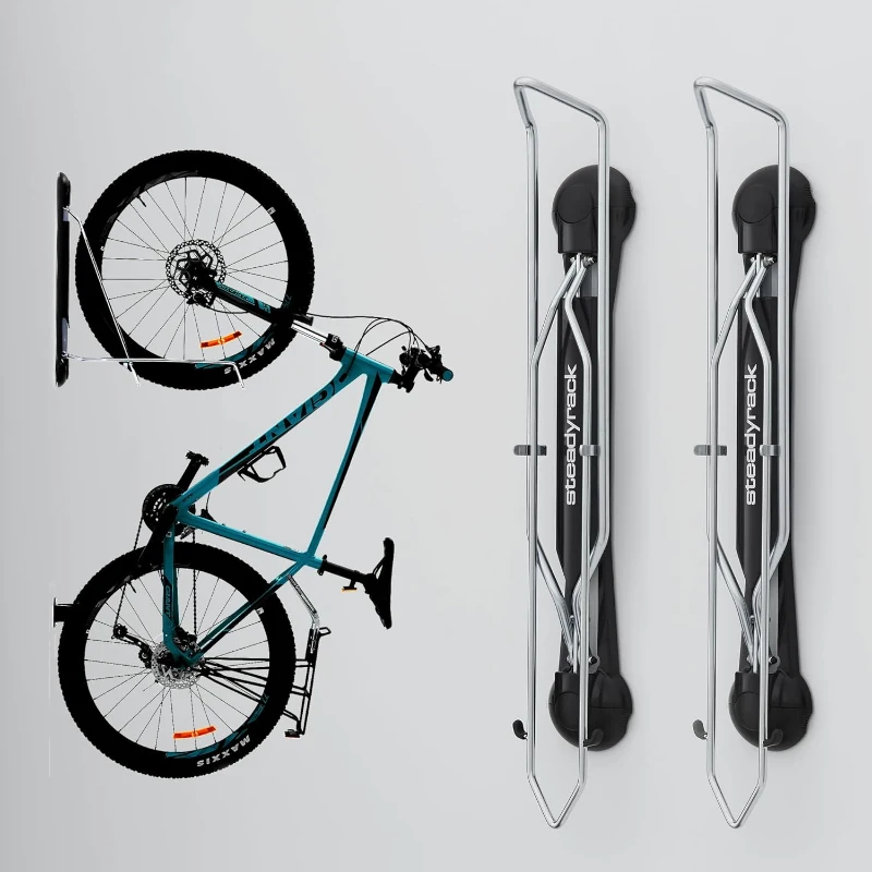 Steadyrack MTB Wall Rack — Original Vertical Bike Storage for Wide-Tire Mountain & eMTB Bikes, Pivoting Space-Saver, Heavy-Duty Steel for Garage, Apartment or Home