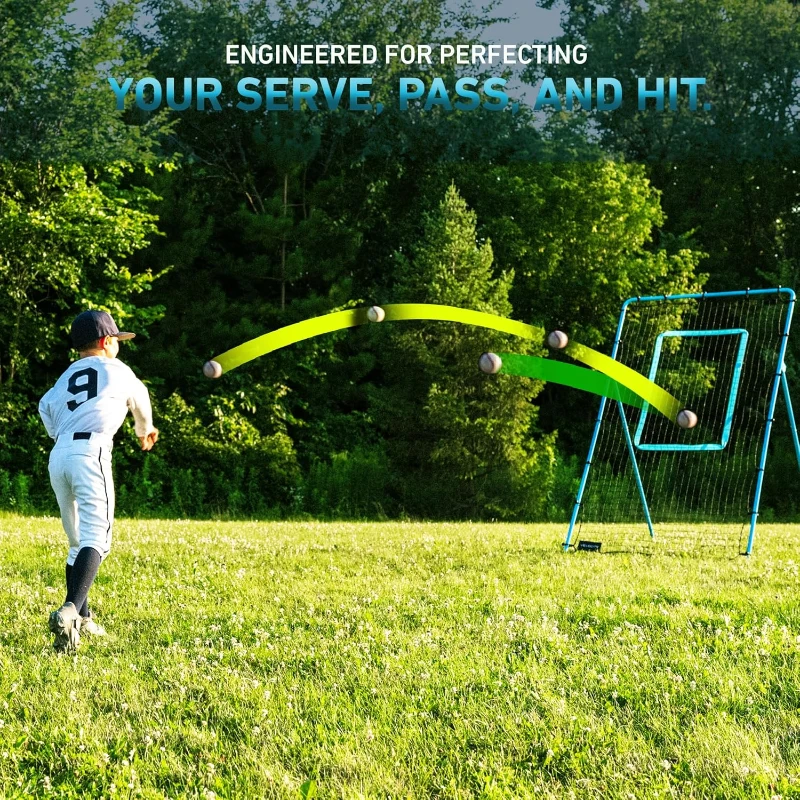 VELOCITY Adjustable Volleyball Rebounder Net 7x4 ft — Portable Training Frame with Angle Adjustment & Travel Bag