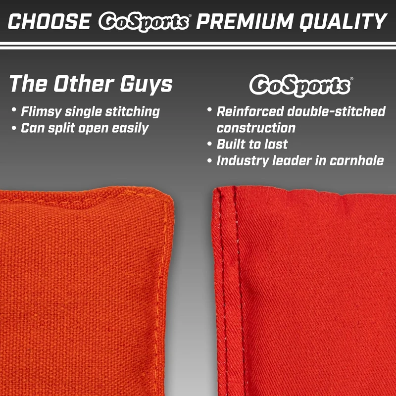 GoSports Regulation Cornhole Bags – Official 8-Pack Canvas Bean Bags (All-Weather) – Red & Blue or American Stars & Stripes