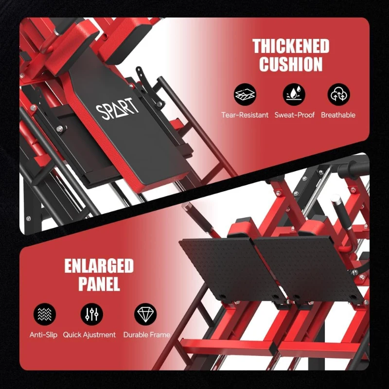 SPART 5-in-1 Iso Leg Press & Hack Squat Machine with Linear Bearings, Calf Raise and Band Pegs — Commercial-Style Lower-Body System