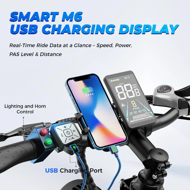 Aipas M1 Pro Electric Fat-Tire Bike — 1800W Peak Motor (110Nm), 48V 17.5Ah Removable Battery, 26x4.0"" Tires, Dual Suspension, 36 MPH Top Speed, 7-Speed Drivetrain