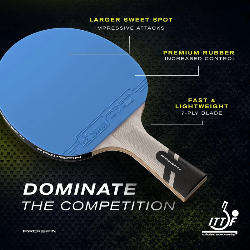 PRO-SPIN Carbon Table Tennis Paddles — Professional 7-Ply Blade, Premium Rubber, 2.0mm Sponge for Superior Control