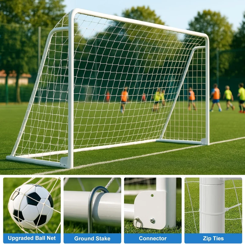 MOPHOTO Foldable Soccer Goal — Multiple Sizes (6x4, 8x6, 10x6.5, 12x6, 16x7, 18.5x6.5, 21x7, 24x8) for Backyard Training & Adult/Teen Practice