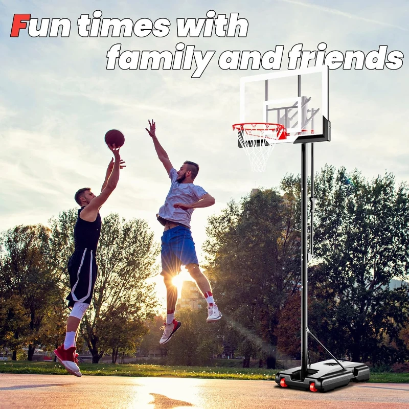 AWII SPORT 44"" Portable Basketball Hoop — Height Adjustable 4.8–10 ft, Outdoor/Indoor Goal System for Kids, Teens & Adults