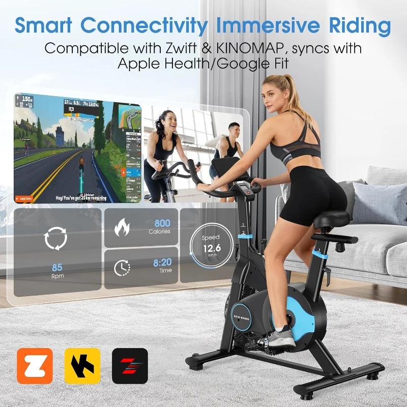 HXD-ERGO Indoor Magnetic & Air Bike, Stationary Exercise Bike with Silent Belt Drive, App Compatibility, LCD Monitor, 350 lb Capacity