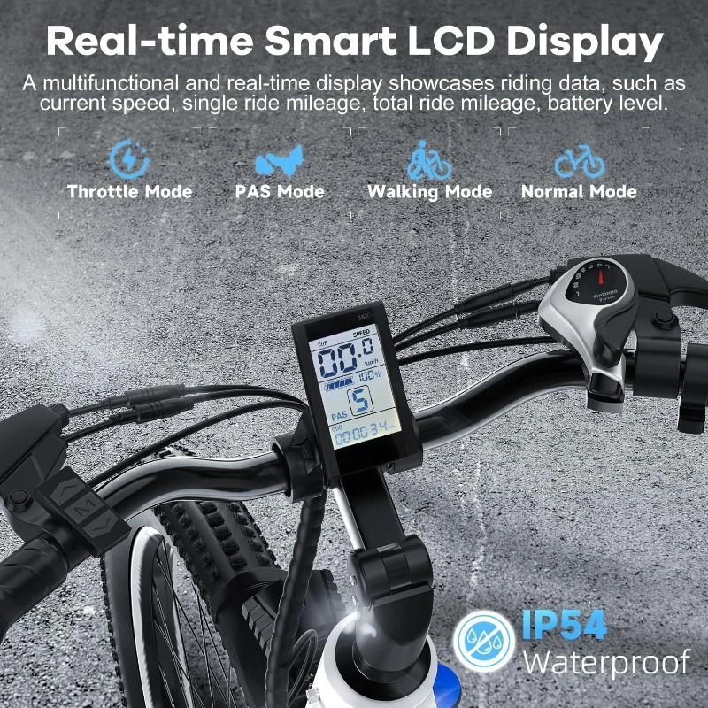 1000W Peak Electric Bike for Adults with Removable Battery, 26"" E-Bike, 7-Speed, Up to 25+ MPH and 80+ Mile Range — All-Terrain Commuter for Beach, Snow & Women