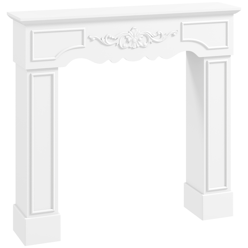 HOMCOM Baroque Fireplace Mantel, Freestanding Fireplace Surround with Leg for Electric Fireplaces, 43.3" W x 39.8" H, White