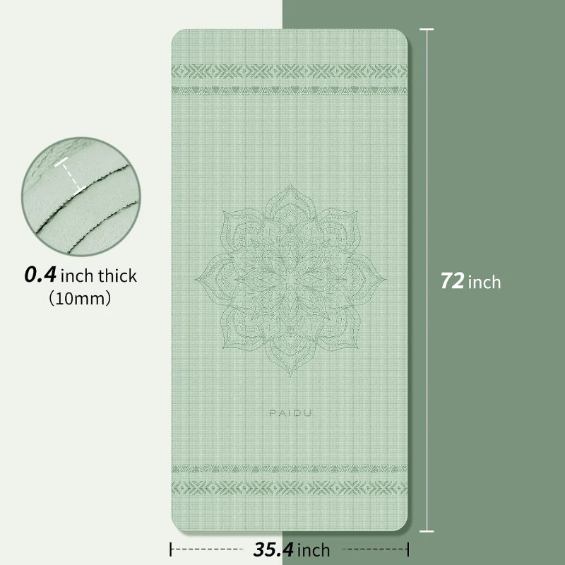 PAIDU Large Yoga Mat - 72 x 36 x 0.4 inches, Extra-Wide & Thick Non-Slip Exercise Mat for Yoga Studio, Gym or Home Workouts