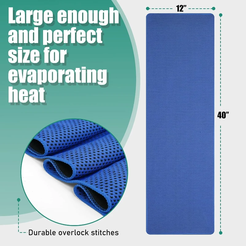 30-Pack Cooling Neck Towels, 40in x 12in — Cold Towels for Neck & Face, Sports and Hot Weather (Running, Soccer, Yoga, Gym, Golf)