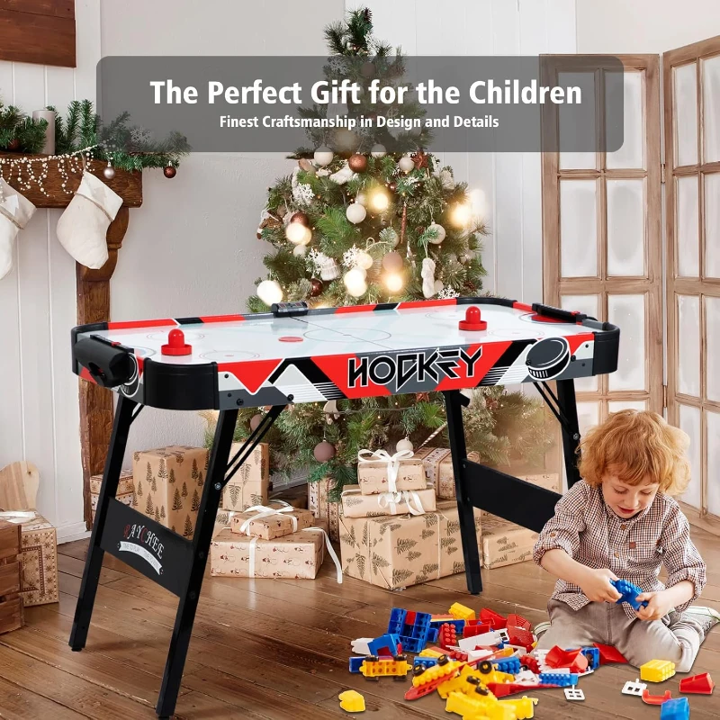 48"" Foldable Air Hockey Table — Indoor Arcade-Style Game with 2 Pucks, 2 Pushers and Electronic Scoreboard for Kids & Adults