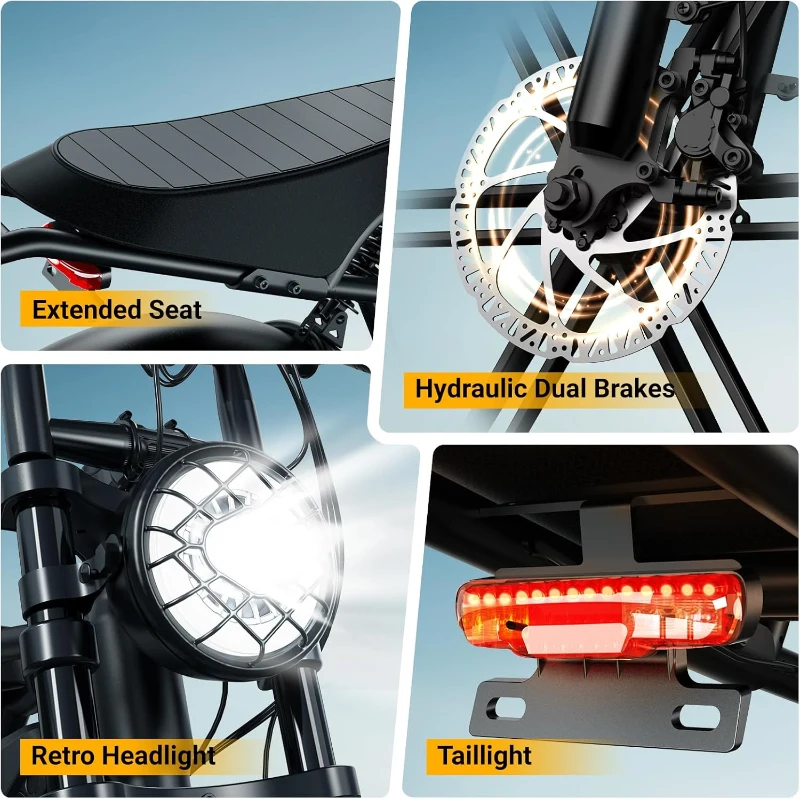 TST Electric Bike for Adults — 750W (1500W Peak) Motor, 28 MPH, 48V 25Ah Removable Battery, 20"" Fat Tires, Hydraulic Suspension, 7-Speed (Up to 100 Mile Range)