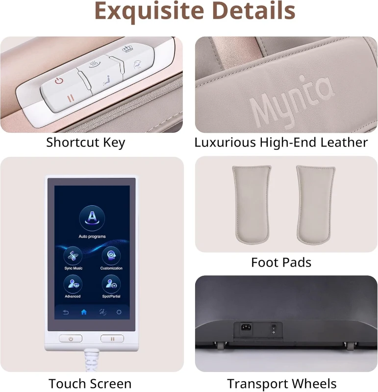 MYNTA 2025 4D Massage Recliner with 4D+2D Dual Mechanisms, Extended SL-Track, Zero Gravity, Waist & Shawl Heating, Foot/Calf Massage and Hi‑Fi Bluetooth Music Sync
