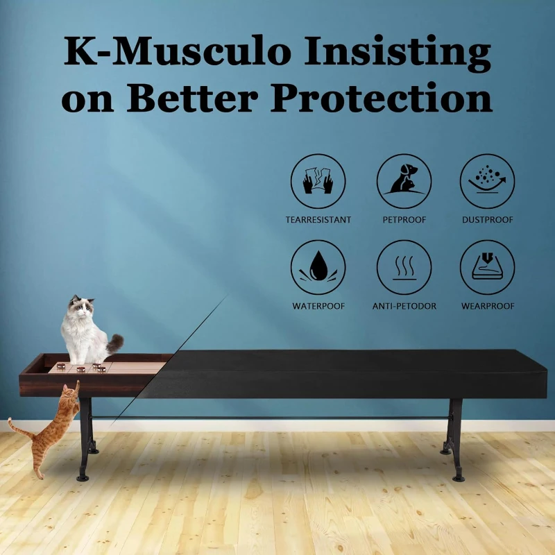 K-Musculo Black Heavy-Duty Leatherette Shuffleboard Cover — 14FT (171L x 26W x 8H), Waterproof, Tearproof, Premium Protective Fit