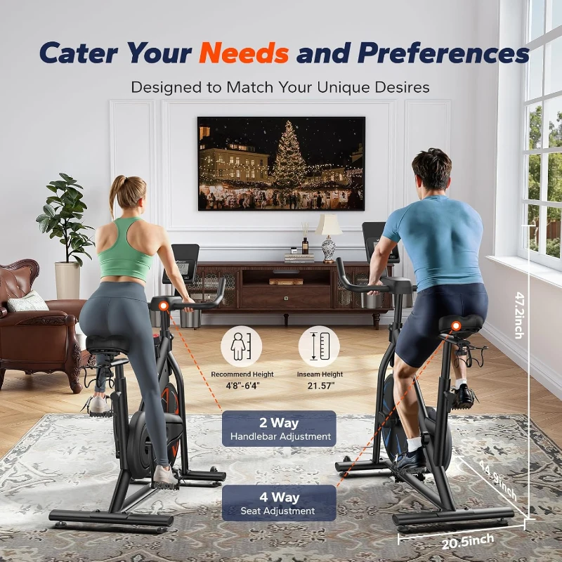 Merach Magnetic Stationary Bike S36 – Low-Noise Home Exercise Bike with Cushioned Seat, 330 lb Capacity, Exclusive App & FantomFite Integration, Tablet Mount and Guided Classes