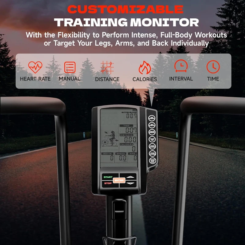 Air Bike with Magnetic & Air Resistance, Dual-Action Fan Bike with APP Connectivity, Dual-Action Handlebars and 350 lb Capacity