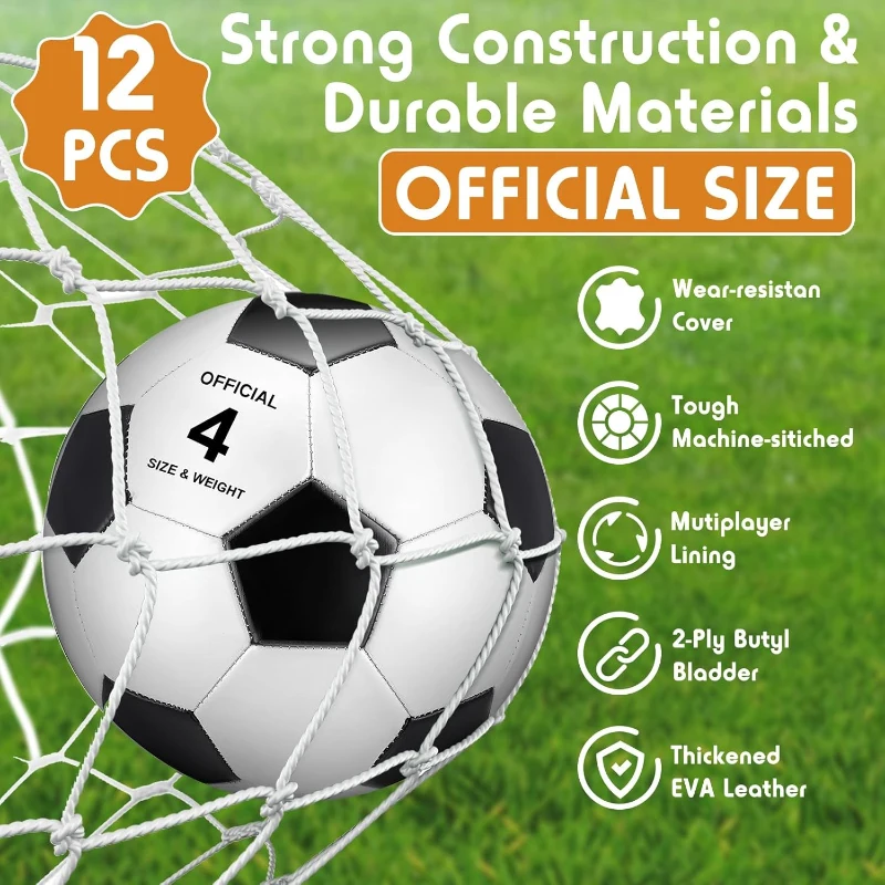 Operation Christmas — 12 Pc Bulk Deflated Soccer Balls (Sizes 5 & 4) with Pumps & Drawstring Bags — Official PVC Balls for Charity, Training and Xmas Gifts