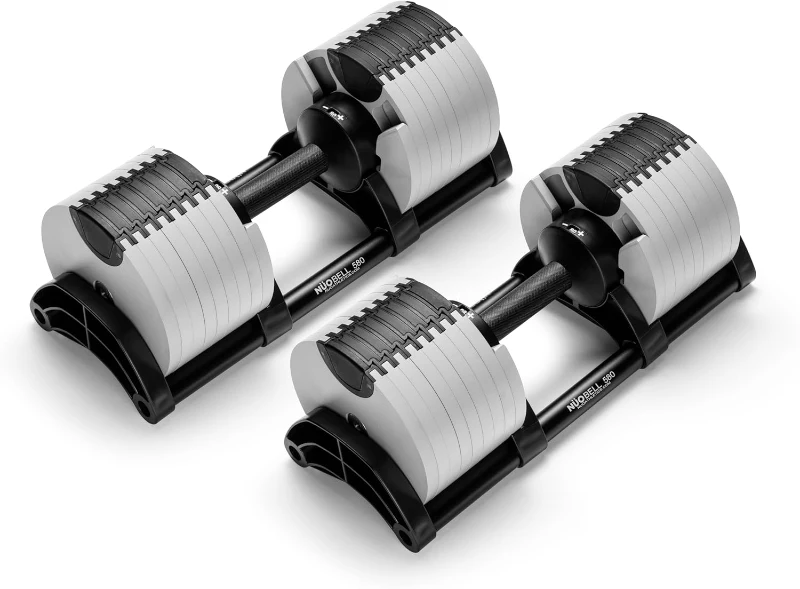 NÜOBELL Easy-Twist Adjustable Dumbbells (Pair) — 5–80 lb, 2024–25 Edition (All-in-One)