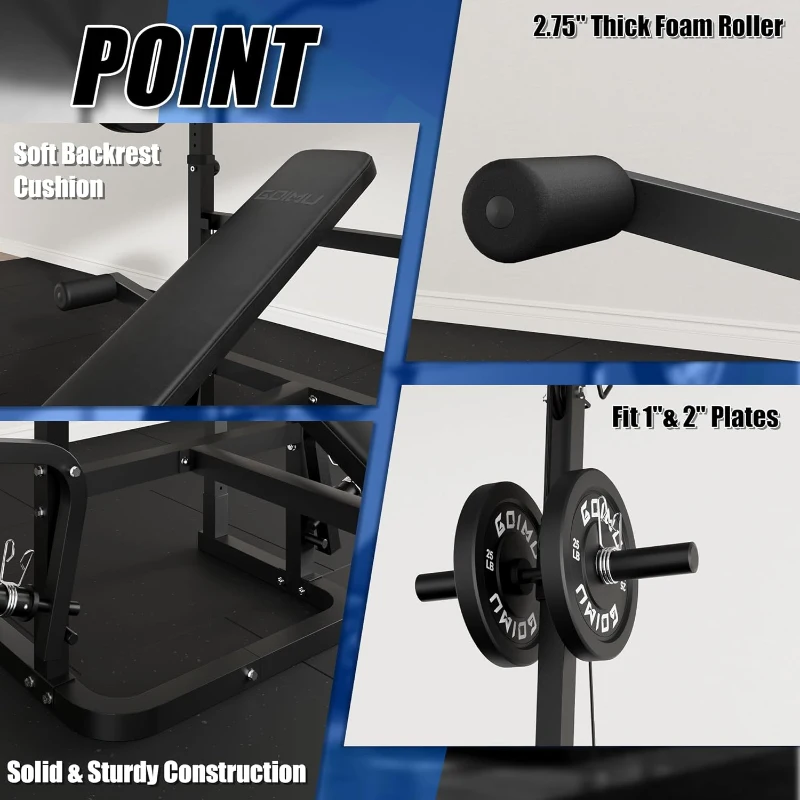 GOIMU Z3 9-in-1 Olympic Weight Bench Set with Leg Extension, Preacher Curl Pad & LAT Pulldown – 900 lb Capacity Strength Bench for Home Gym